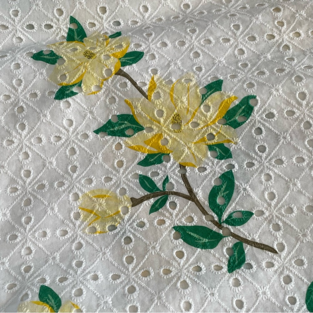 Draper James Reba Wrap Dress Sz 10 White Eyelet with Yellow Floral Garden Party - Picture 7 of 14